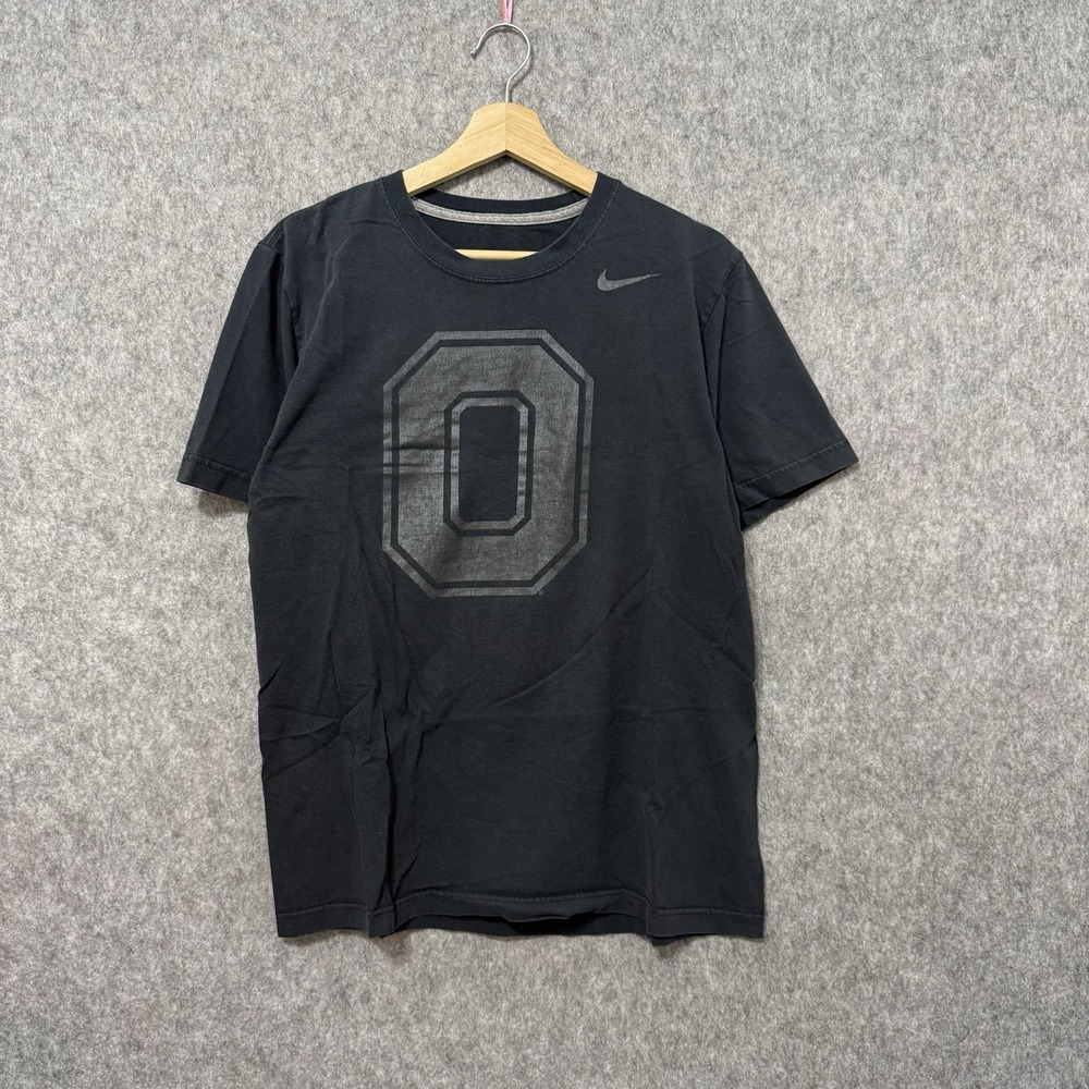 Nike T-Shirt Men's M Black Ohio State Buckeyes Block O Logo Regular Fit